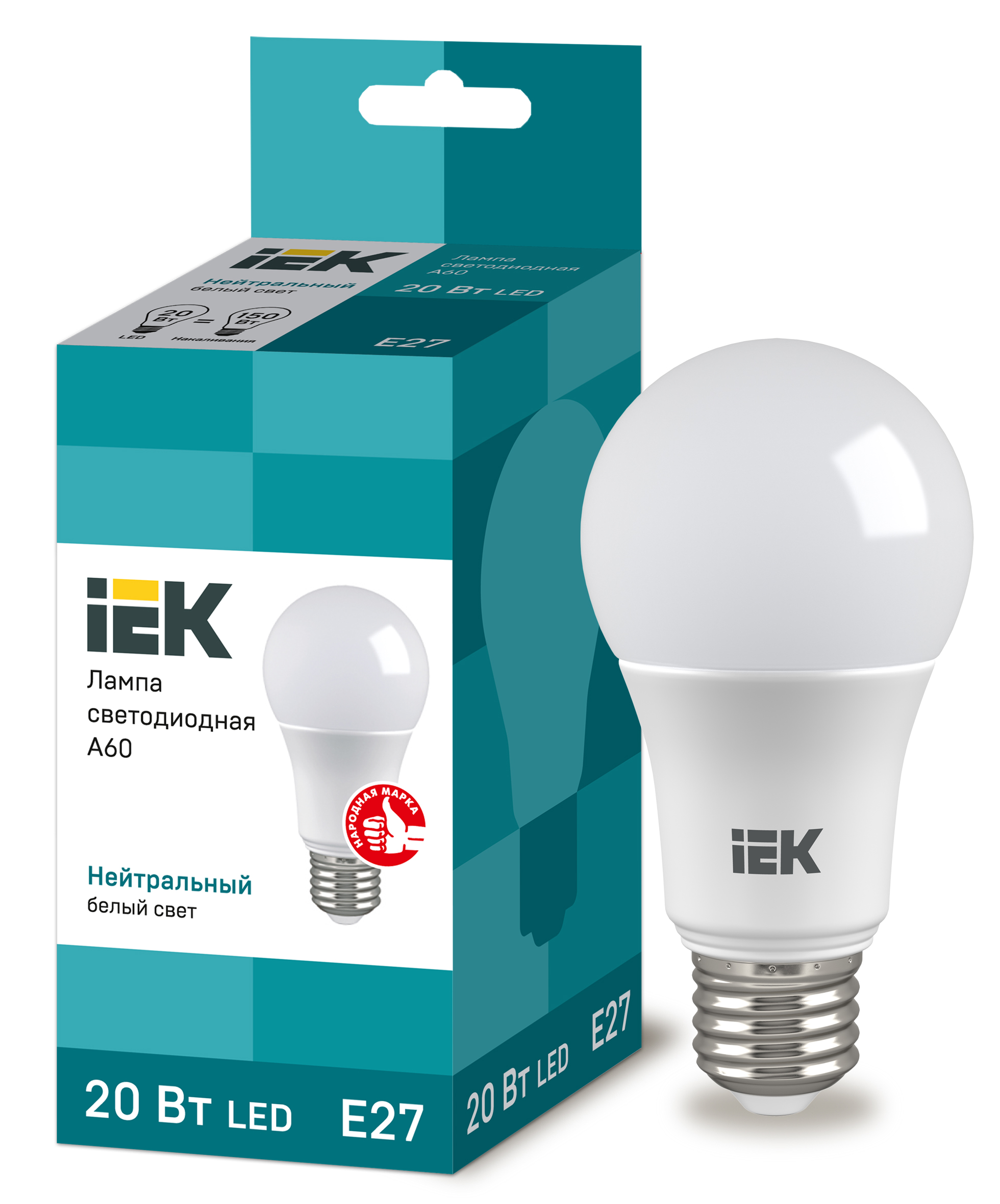 IEK Лампа светодиодная ECO A60 шар 20Вт 230В 4000К E27