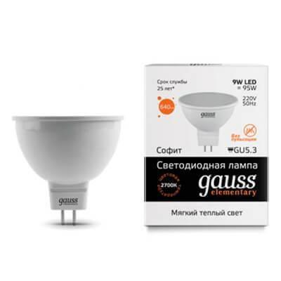 Gauss Лампа Elementary MR16 9W 640lm 3000K GU5.3 LED