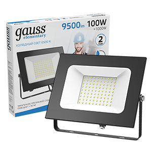 Gauss Прожектор Elementary 100W 9500lm 6500К 175-265V IP65 черный LED