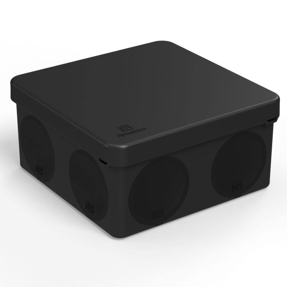 Коробка распределительная Промрукав для прямого монтажа 60-0300-9005 двухкомпонентная безгалогенная (HF) черная 100х100х50 (66шт/кор)