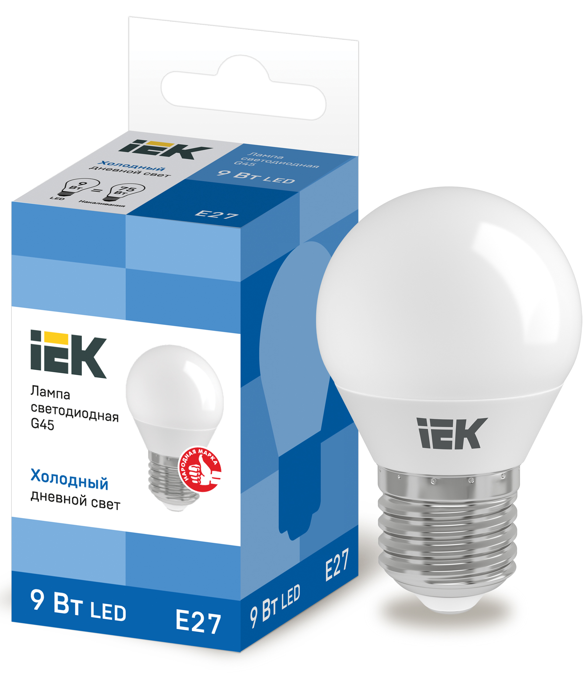 IEK Лампа светодиодная ECO G45 шар 9Вт 230В 6500К E27