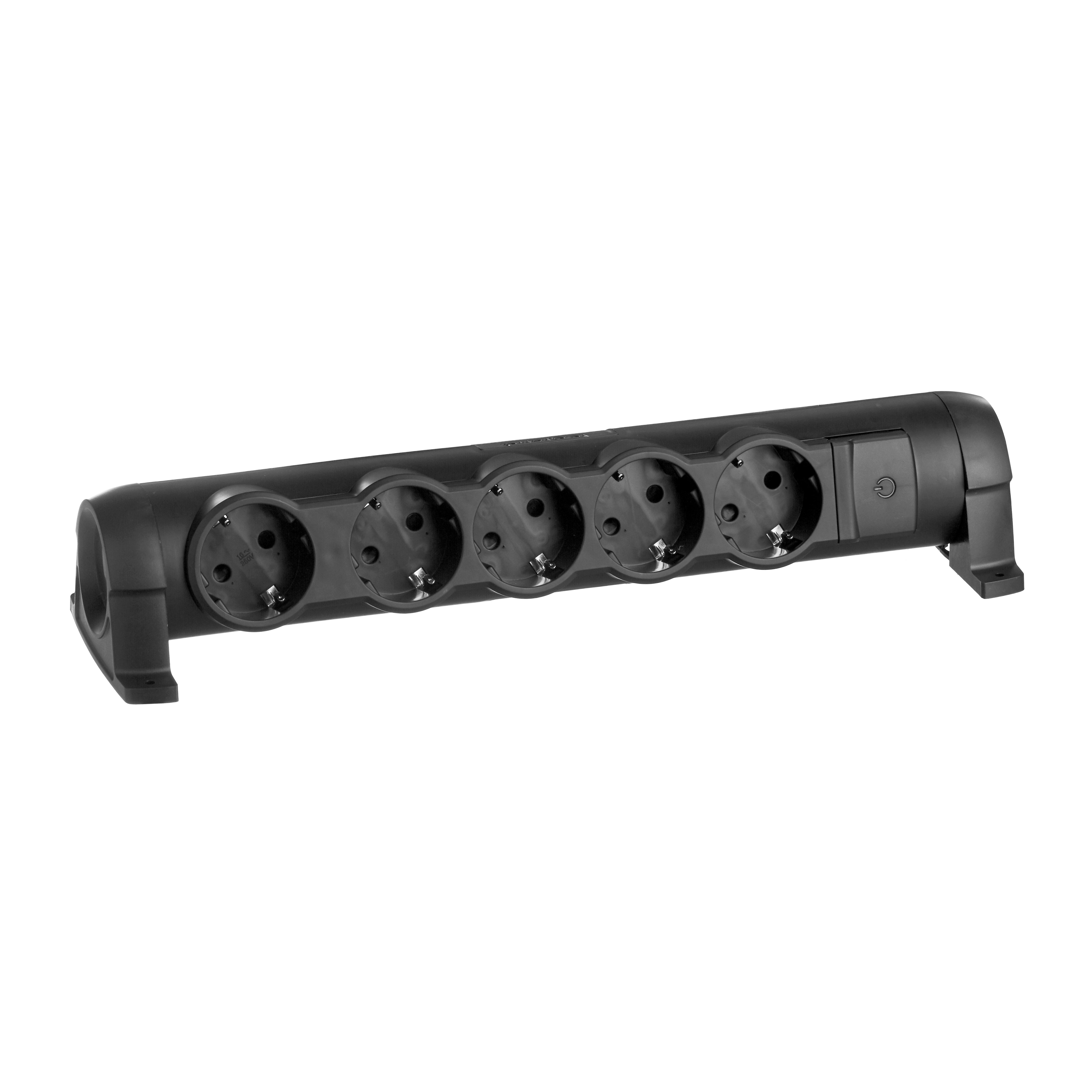 Legrand Комфорт Черный Удлинитель 5x2К+З с выкл.,без кабеля, фиксир. поворотный блок, возможно крепление к стене