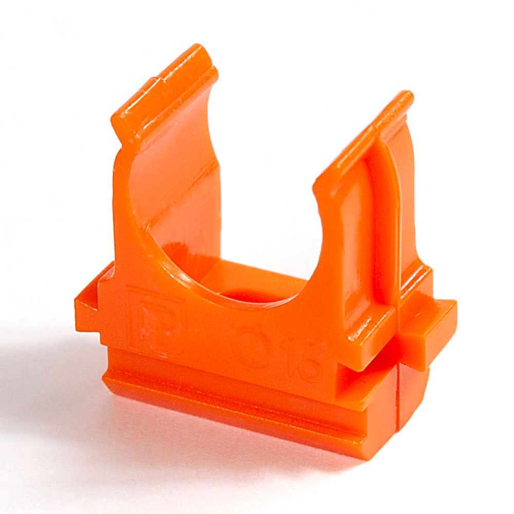 Промрукав Крепёж-клипса для труб АБС-пластик оранжевая д32 в малой упаковке (10шт/500шт уп/кор)