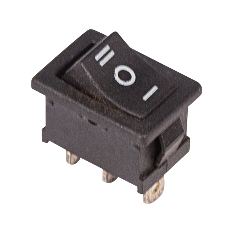 Выключатель клавишный 250V 6А (3с) ON-OFF-ON черный с нейтралью Mini Rexant