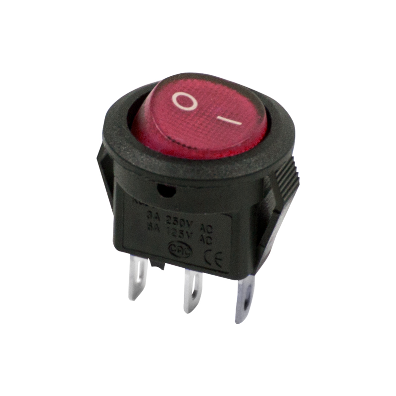 Выключатель клавишный круглый 250V 3А (2с) ON-OFF красный Micro Rexant