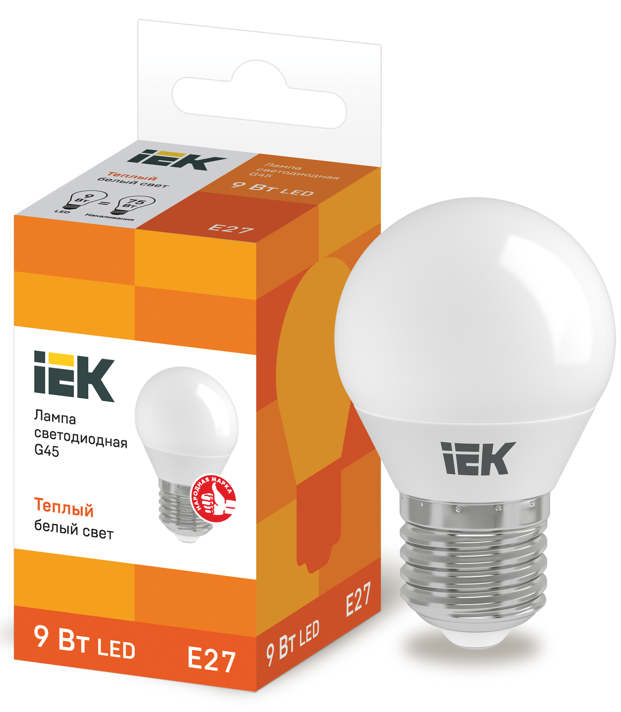 IEK Лампа светодиодная ECO G45 шар 9Вт 230В 3000К E27