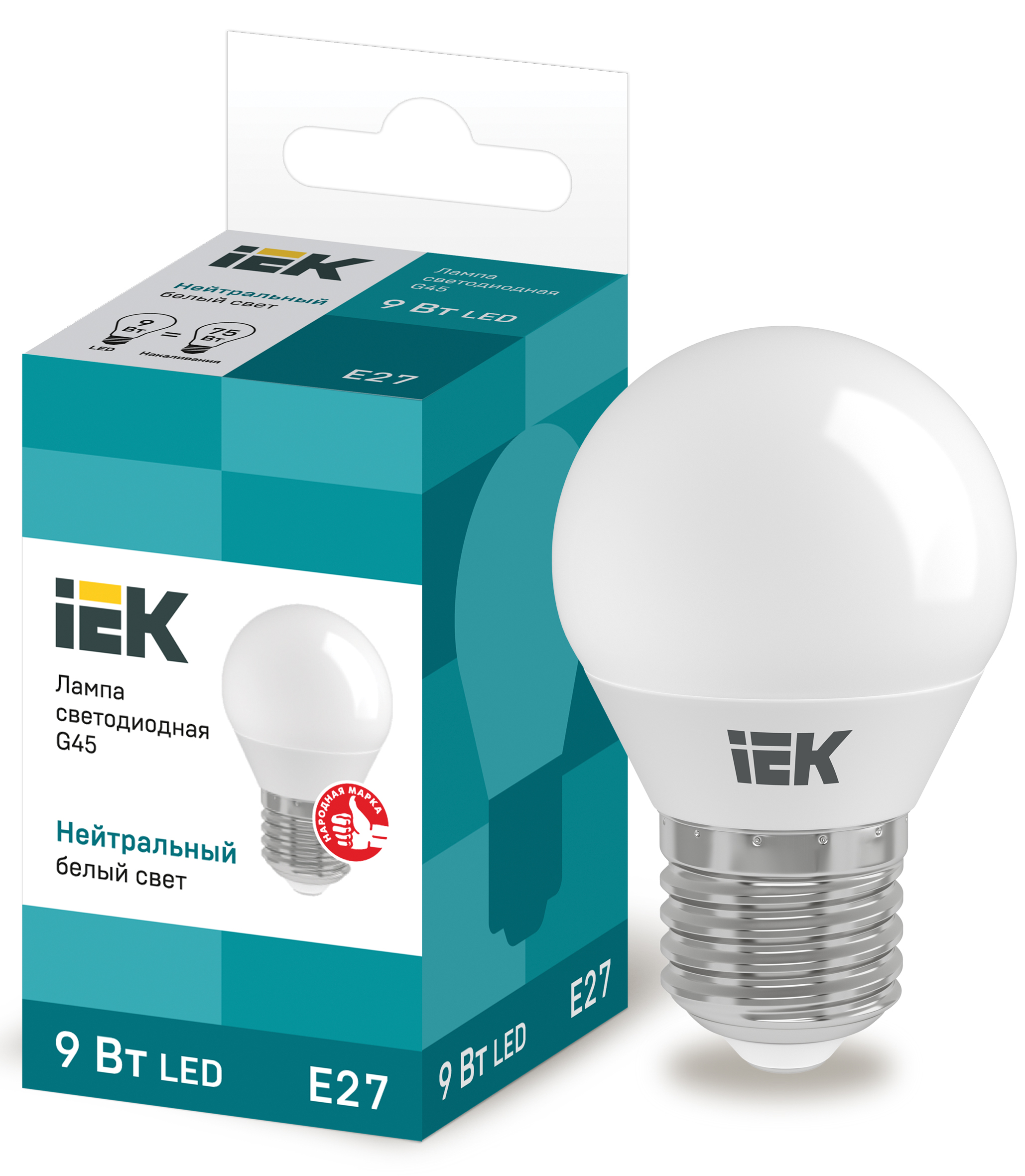 IEK Лампа светодиодная ECO G45 шар 9Вт 230В 4000К E27