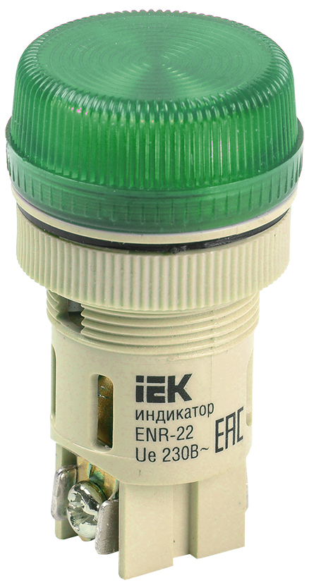 IEK Лампа ENR-22 сигнальная d22мм зеленый неон/240В цилиндр