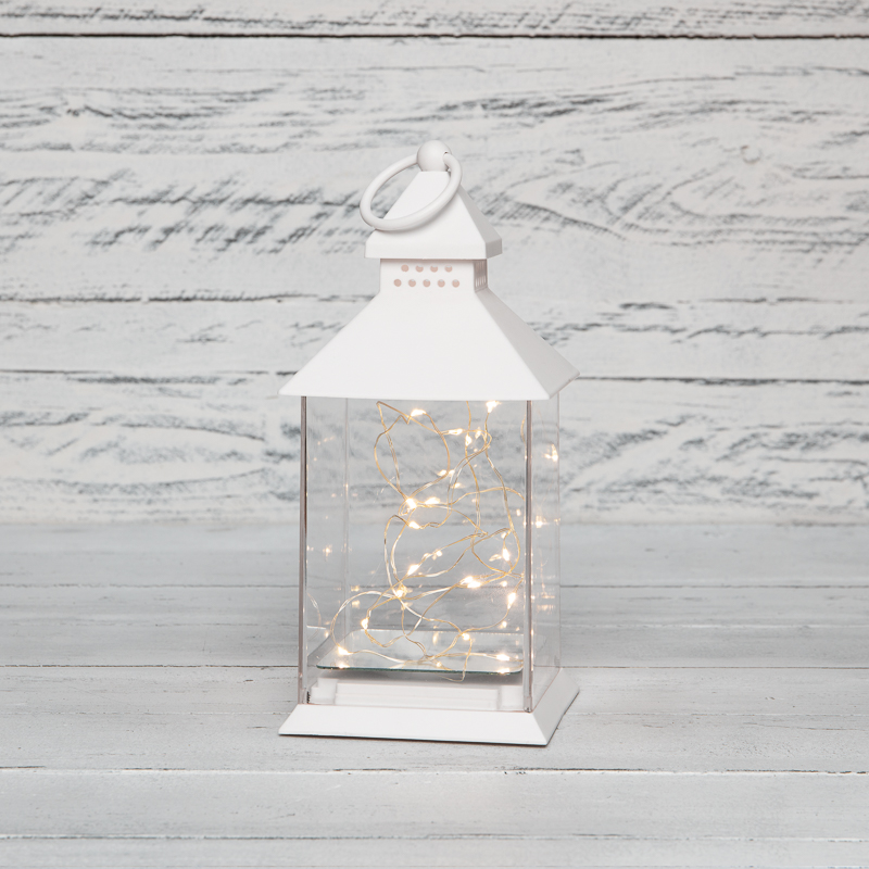 NEON-NIGHT Декоративный фонарь с росой, белый корпус, размер 10,7х10,7х23,5 см, цвет теплый белый