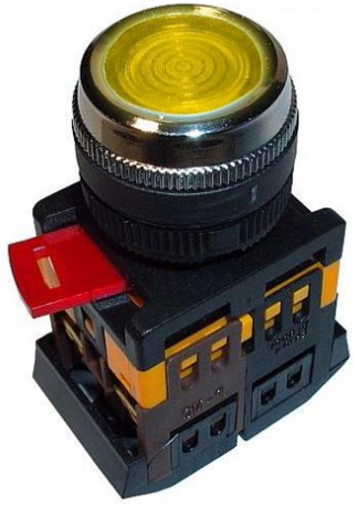 IEK Кнопка ABLFS-22 желтый d22мм неон/240В 1з+1р