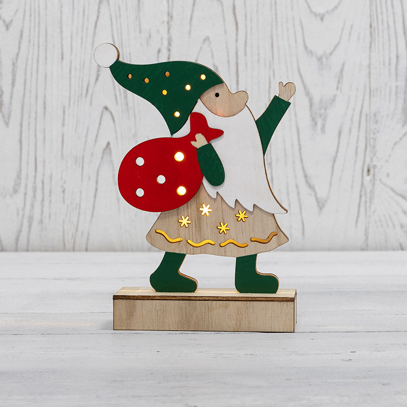 NEON-NIGHT Деревянная фигурка с подсветкой «Дед Мороз» 18 см