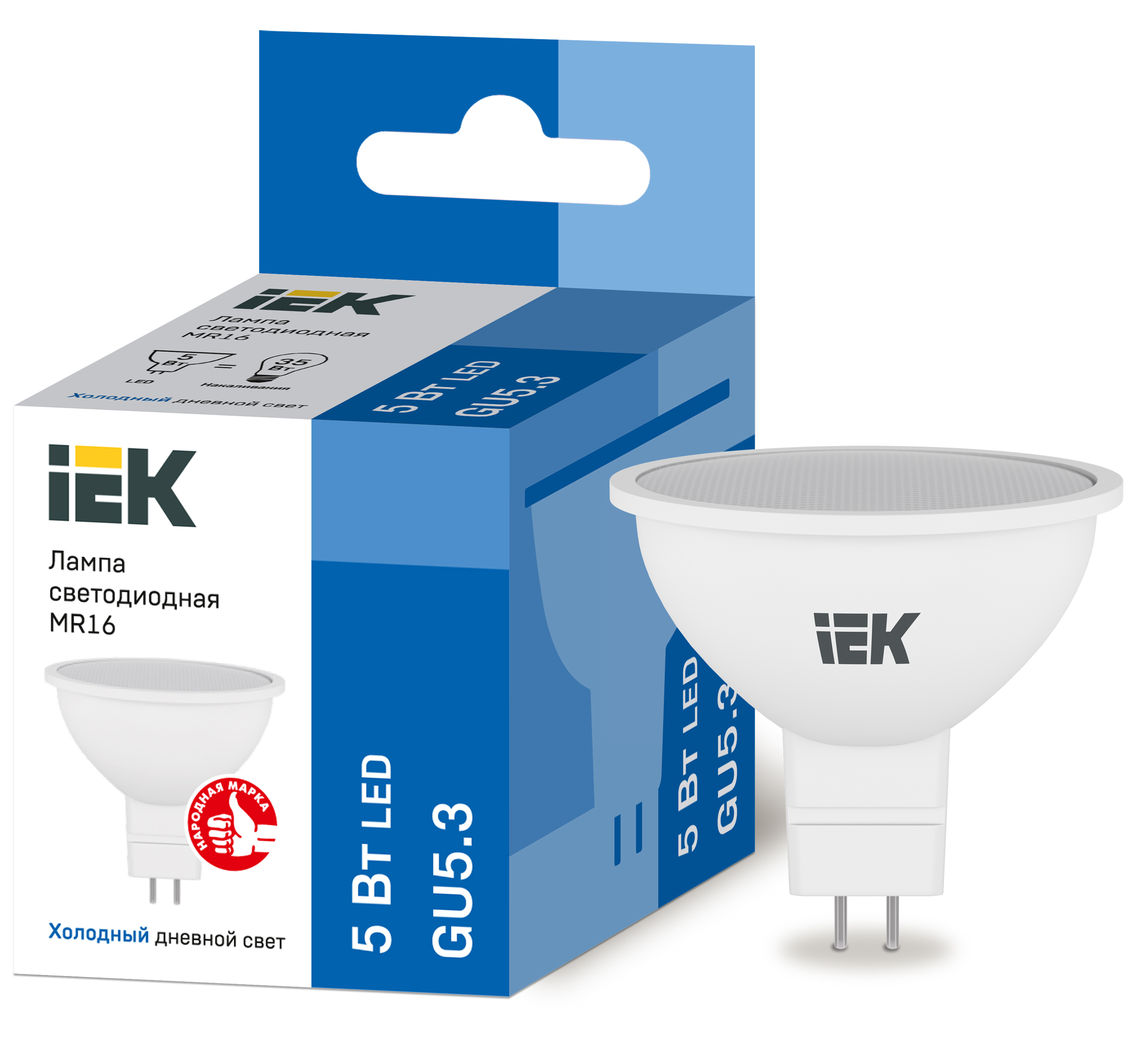 IEK Лампа светодиодная ECO MR16 софит 5Вт 230В 6500К GU5.3