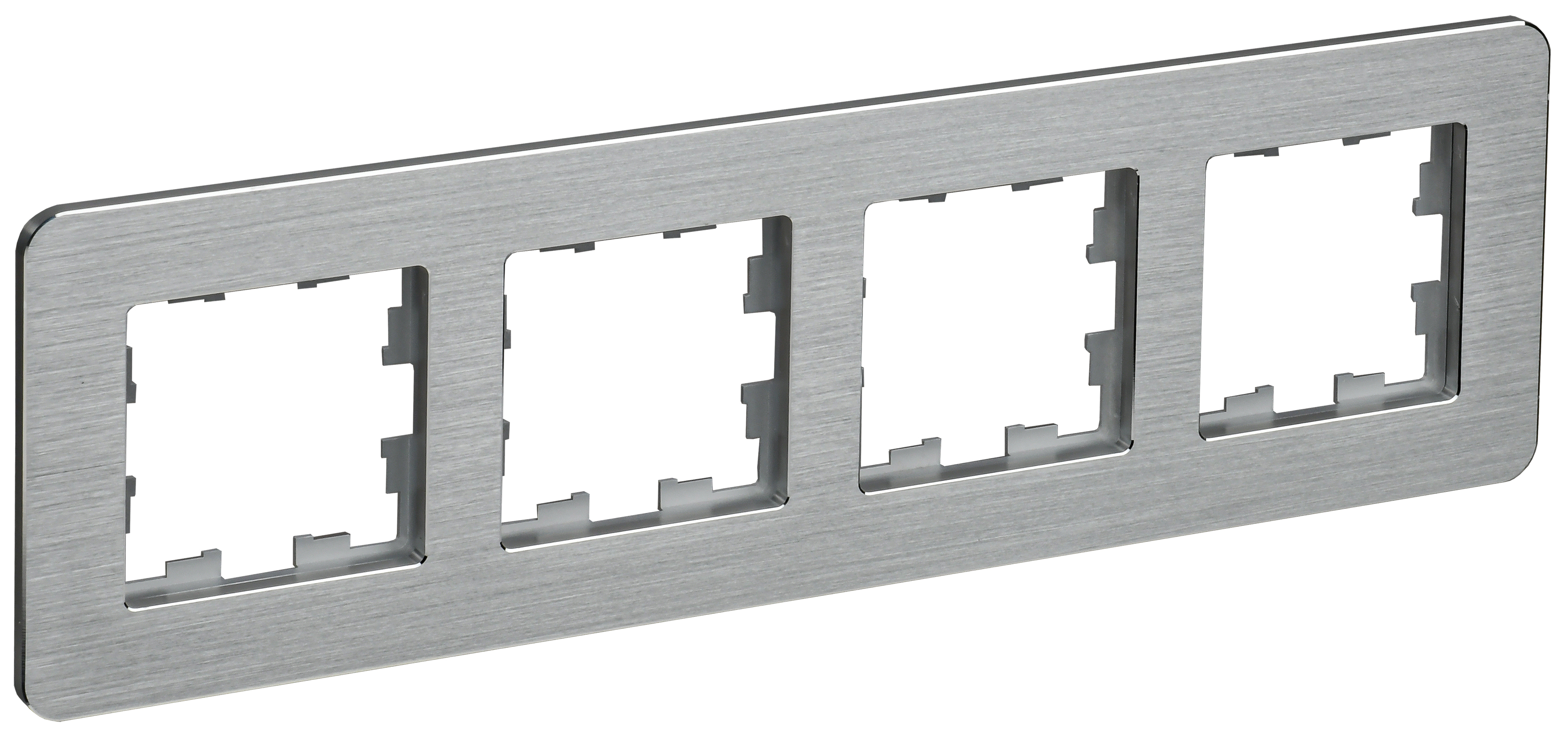 IEK BRITE DECOR /алюм метал. скругл.угол Рамка 4-м РУ-4-1-Бр RE AL