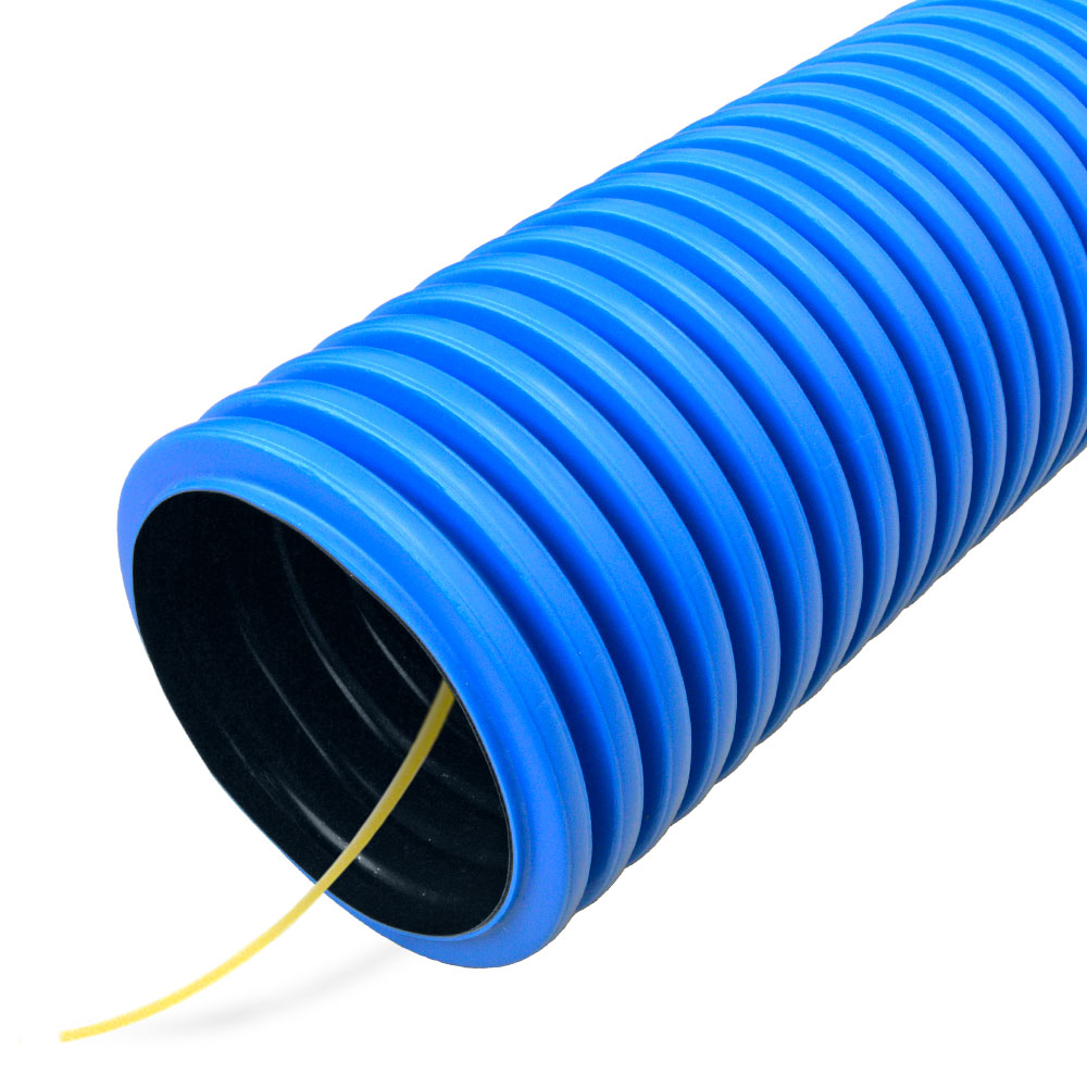 Труба гофрированная двустенная ПНД Промрукав гибкая тип 450 (SN12) с/з синяя д90 (50м/уп)