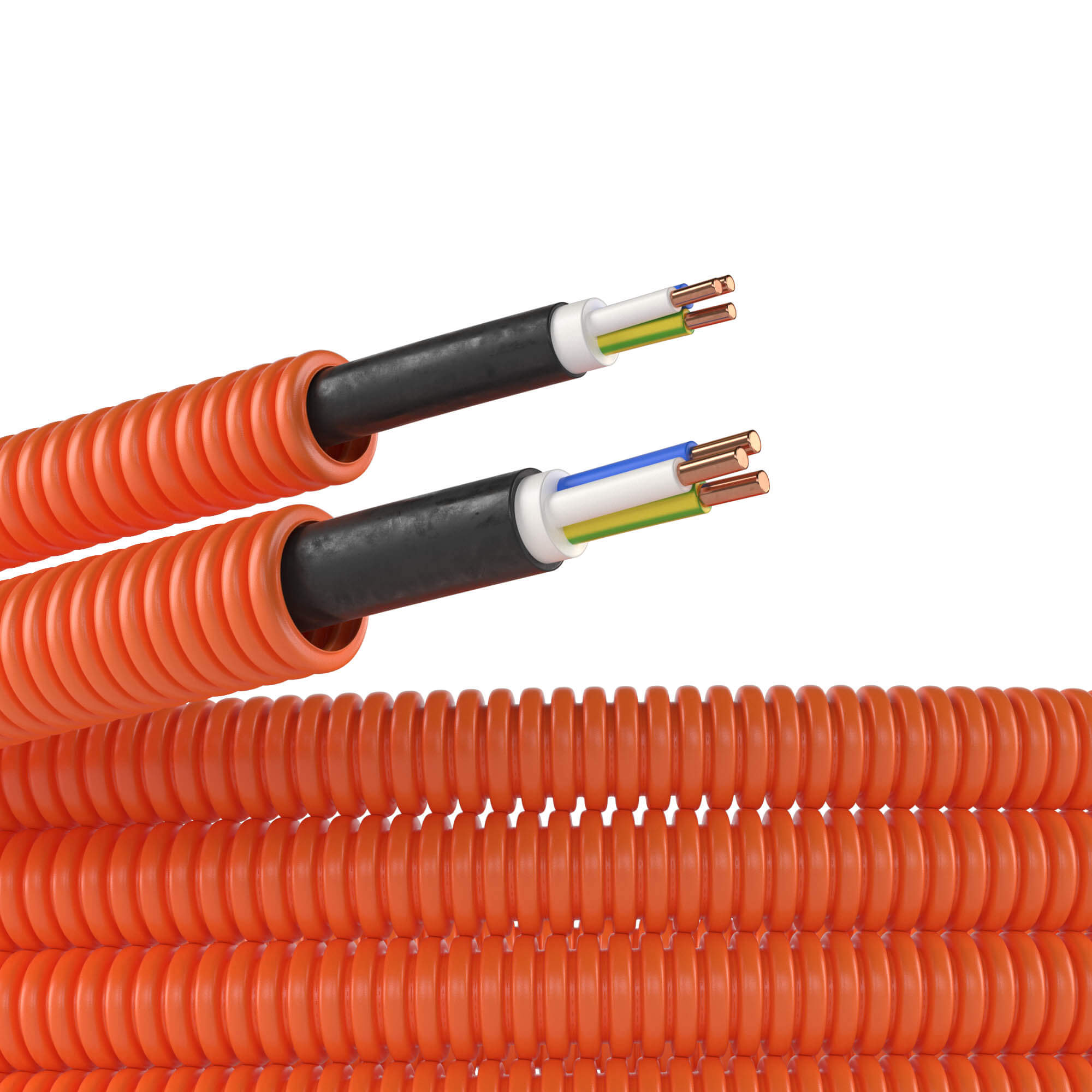 DKC Труба ПНД гибкая гофрированная D=16мм (100м) цвет оранжевый, с кабелем 3х1,5ВВГнгLS РЭК &quot;ГОСТ+&quot; (Электротруба)