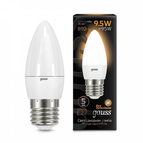 Gauss Лампа Свеча 9.5W 890lm 3000К E27 LED