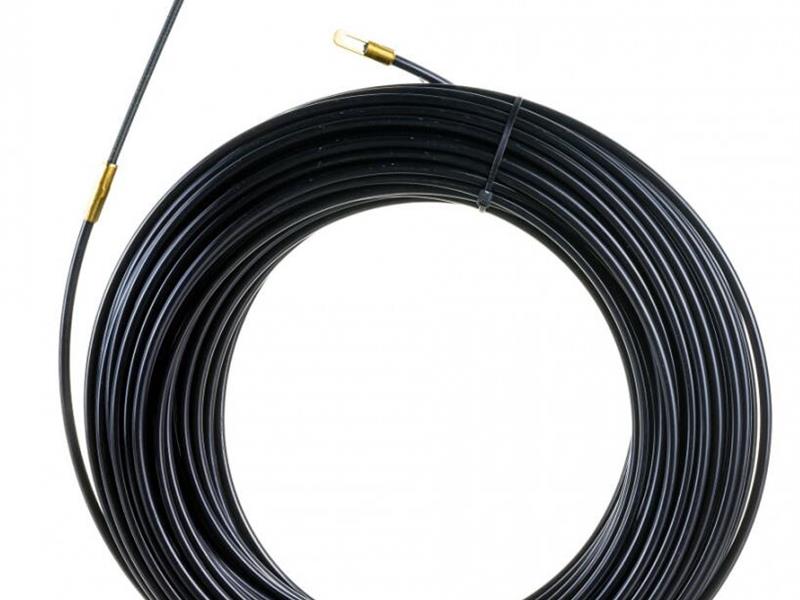 Нейлоновая кабельная протяжка НКП диаметр 4мм длина 25М с наконечниками черная HLT