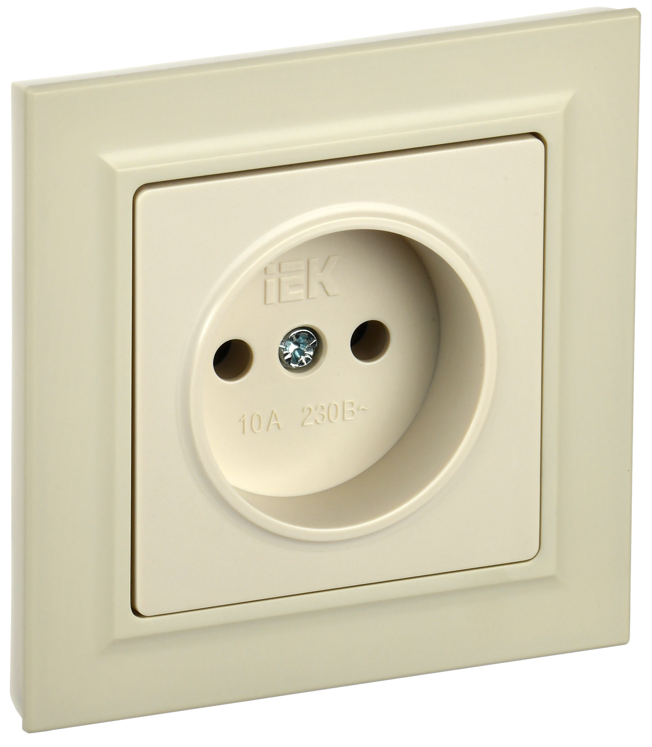 IEK BRITE Бежевый Розетка без з/к/ш 10А в сборе РСР10-1-0-БрКр