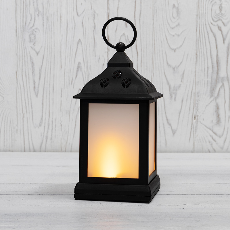 NEON-NIGHT Декоративный фонарь 11х11х22,5 см, черный корпус, теплый белый цвет свечения с эффектом пламени свечи