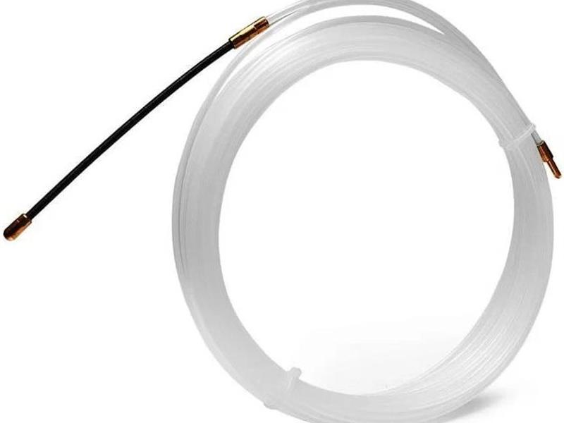 Нейлоновая кабельная протяжка НКП диаметр 3мм длина 20М с наконечниками белая HLT