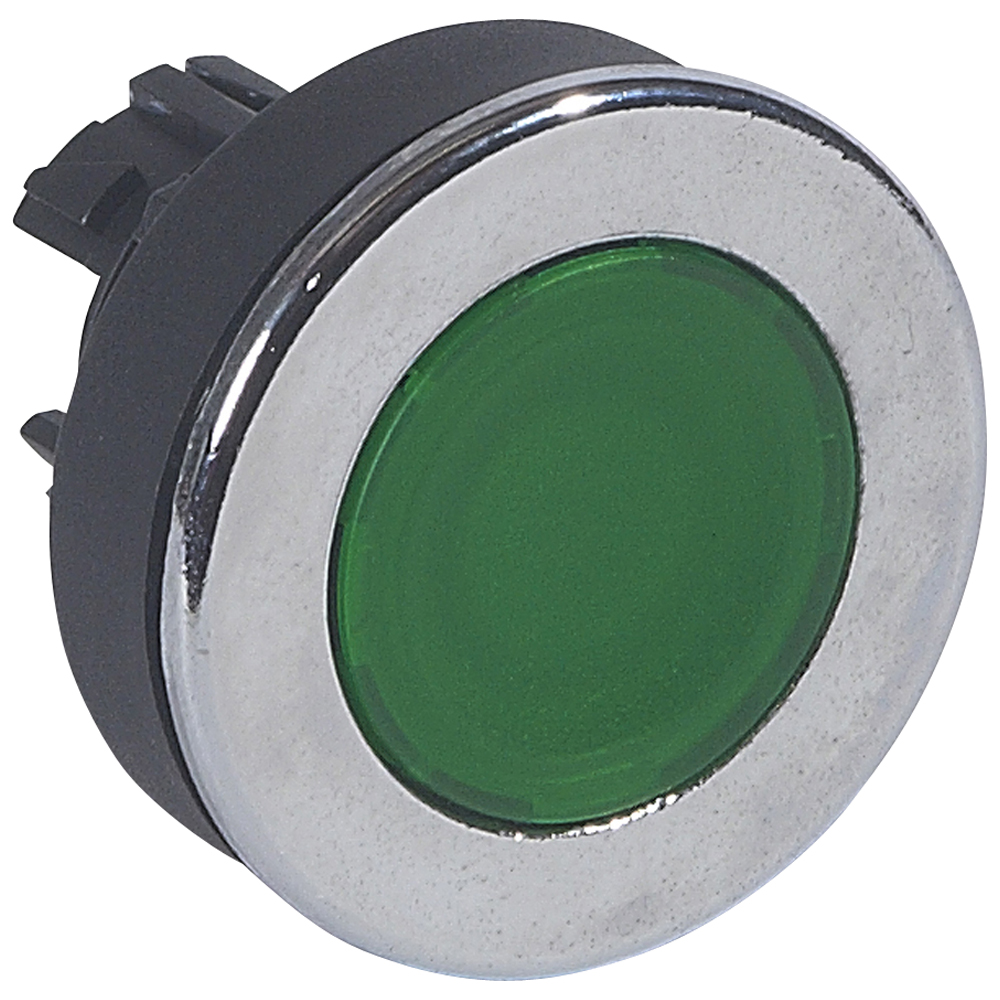 Legrand Osmoz Скрытая головка с утопленным толкателем ∅ 30 с подсветкой кнопка ''нажал вкл., нажал откл.'' зеленый