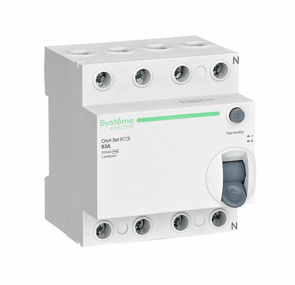 Systeme Electric City9 Set Выключатель дифференциального тока (ВДТ) 63А 4P 300мА Тип-AC 400В