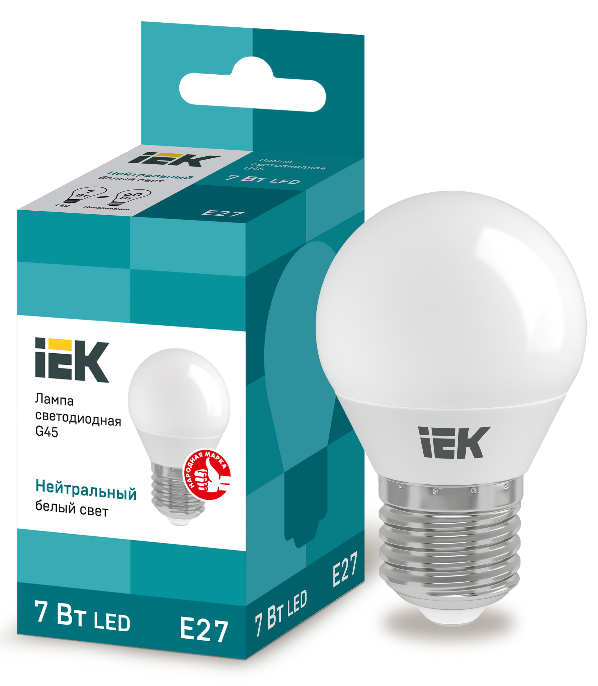 IEK Лампа светодиодная ECO G45 шар 7Вт 230В 4000К E27