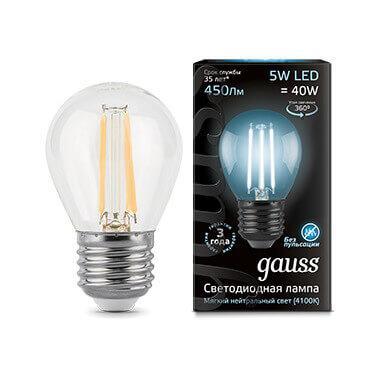 Gauss Лампа Filament Шар 5W 450lm 4100К Е27 LED