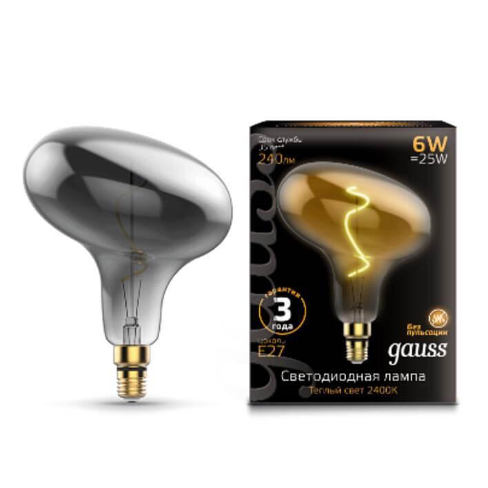 Gauss Лампа Filament FD180 6W 240lm 2400К Е27 gray flexible LED