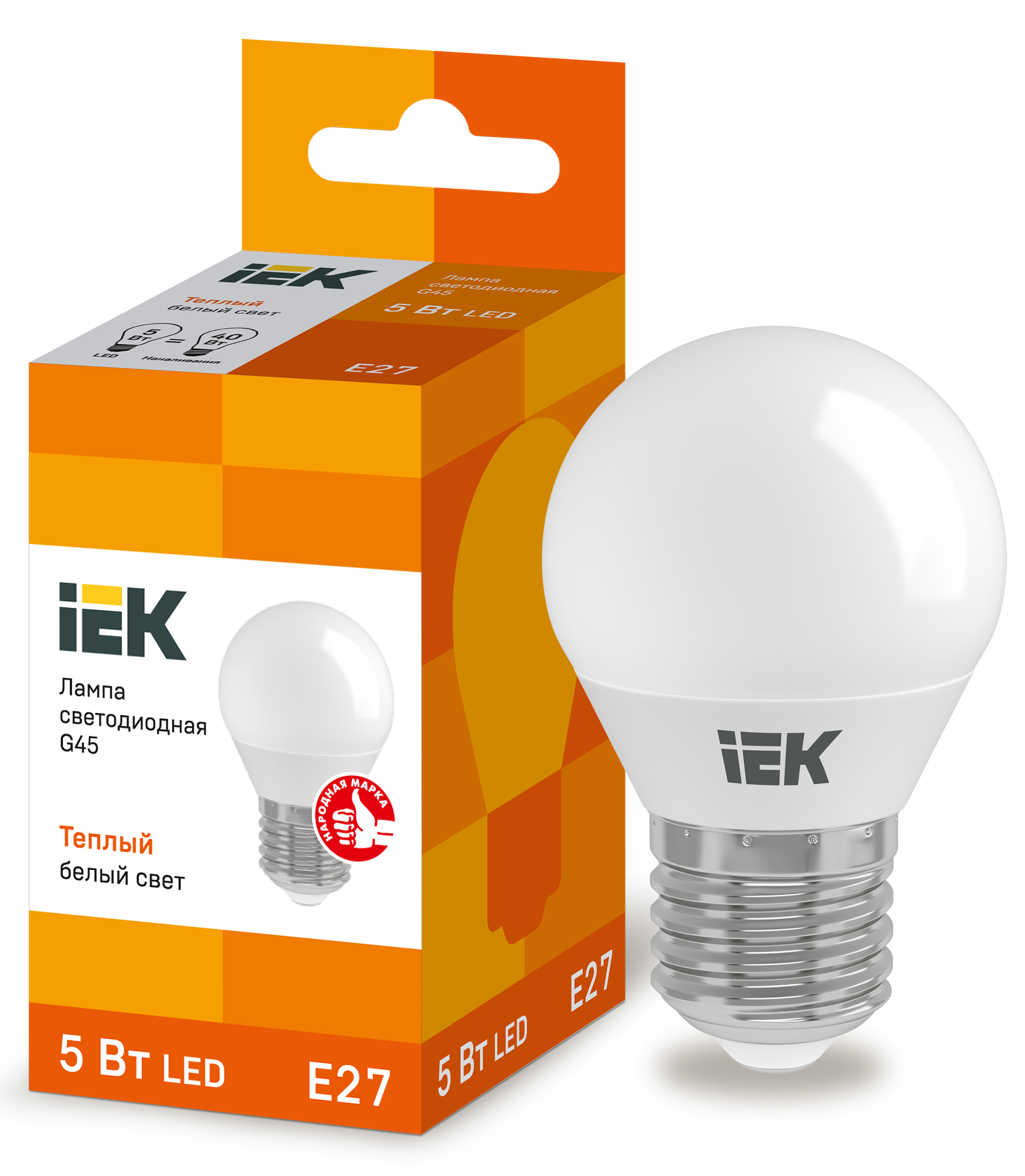 IEK Лампа светодиодная ECO G45 шар 5Вт 230В 3000К E27