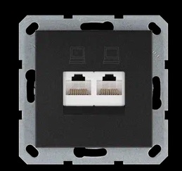 Jasmart Интернет-розетка RJ45 двойная с накладкой, цвет Антрацит