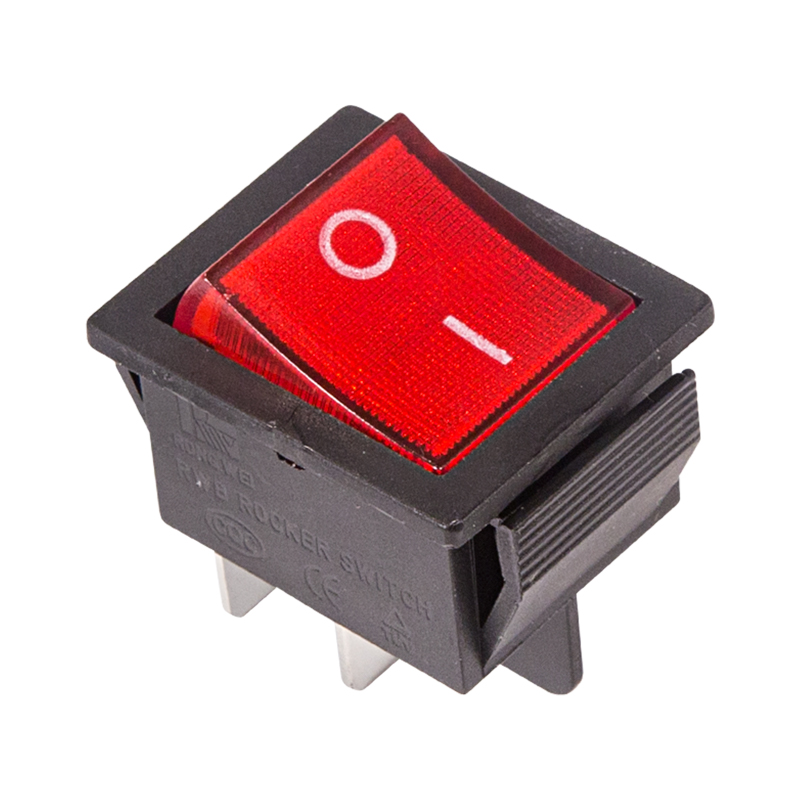 Выключатель клавишный 250V 16А (4с) ON-OFF красный с подсветкой (RWB-502, SC-767, IRS-201-1) Индивидуальная упаковка 1 шт Rexant