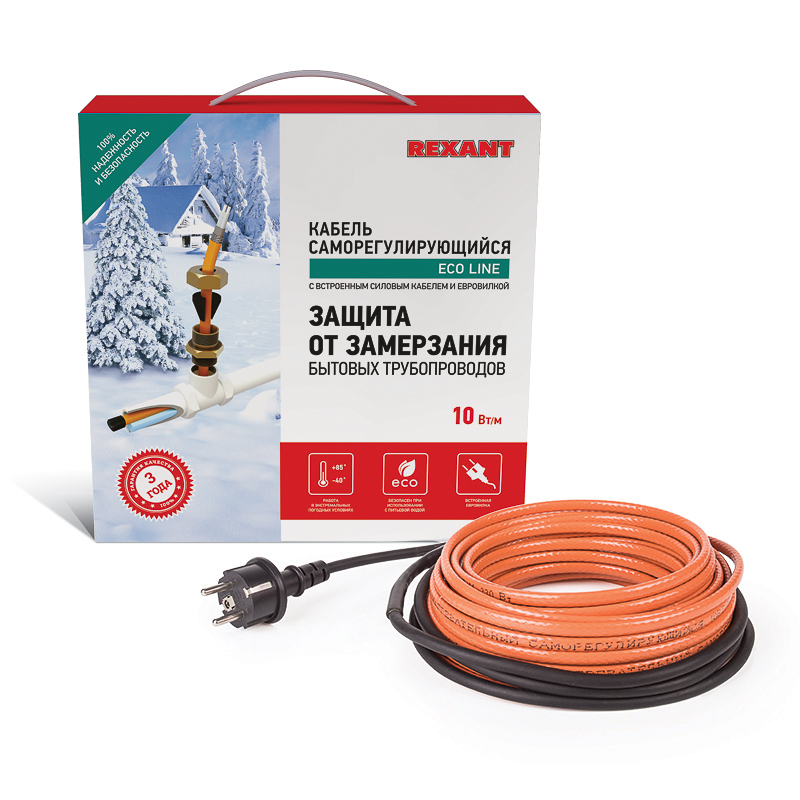 Греющий саморегулирующийся кабель (комплект в трубу) 10HTM2-CT ( 4м/40Вт) Rexant
