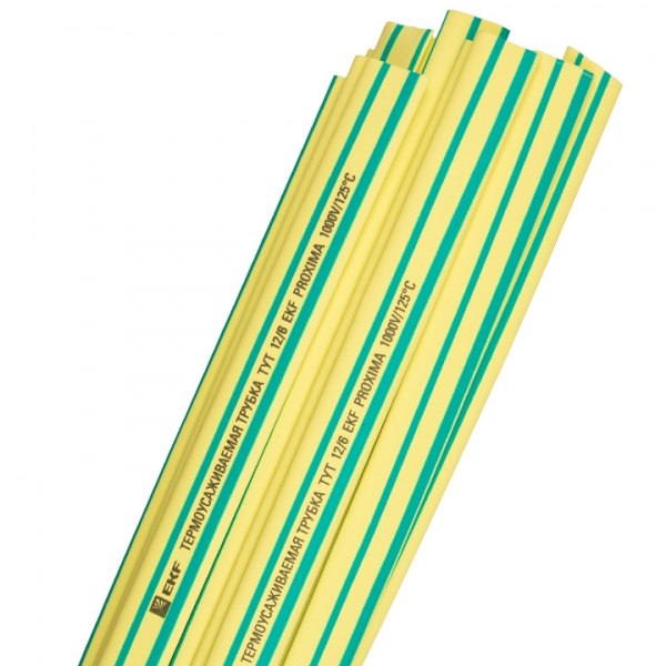 EKF PROxima Термоусаживаемая трубка ТУТ нг 10/5 желто-зеленая в отрезках по 1м
