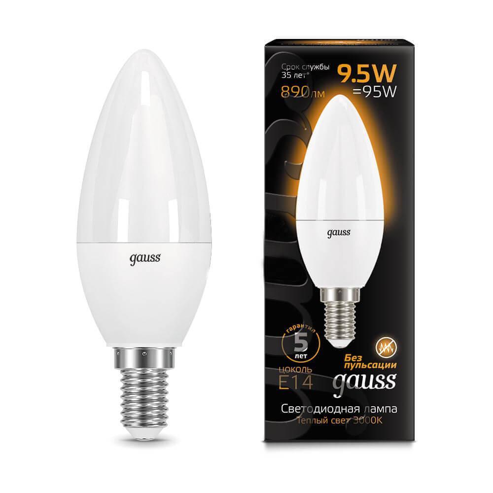 Gauss Лампа Свеча 9.5W 890lm 3000К E14 LED