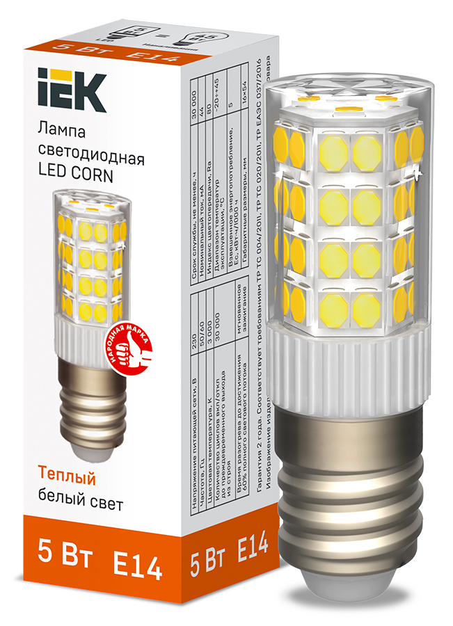 IEK Лампа LED CORN капсула 5Вт 230В 3000К керамика E14