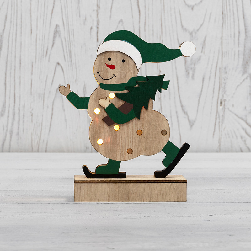 NEON-NIGHT Деревянная фигурка с подсветкой «Снеговик» 18 см