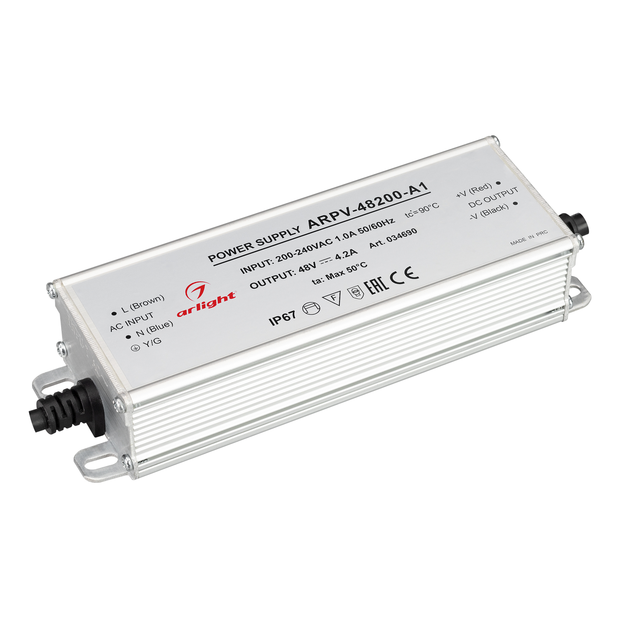 Arlight Блок питания ARPV-48200-A1 (48V, 4.2A, 200W) (IP67 Металл, 3 года)