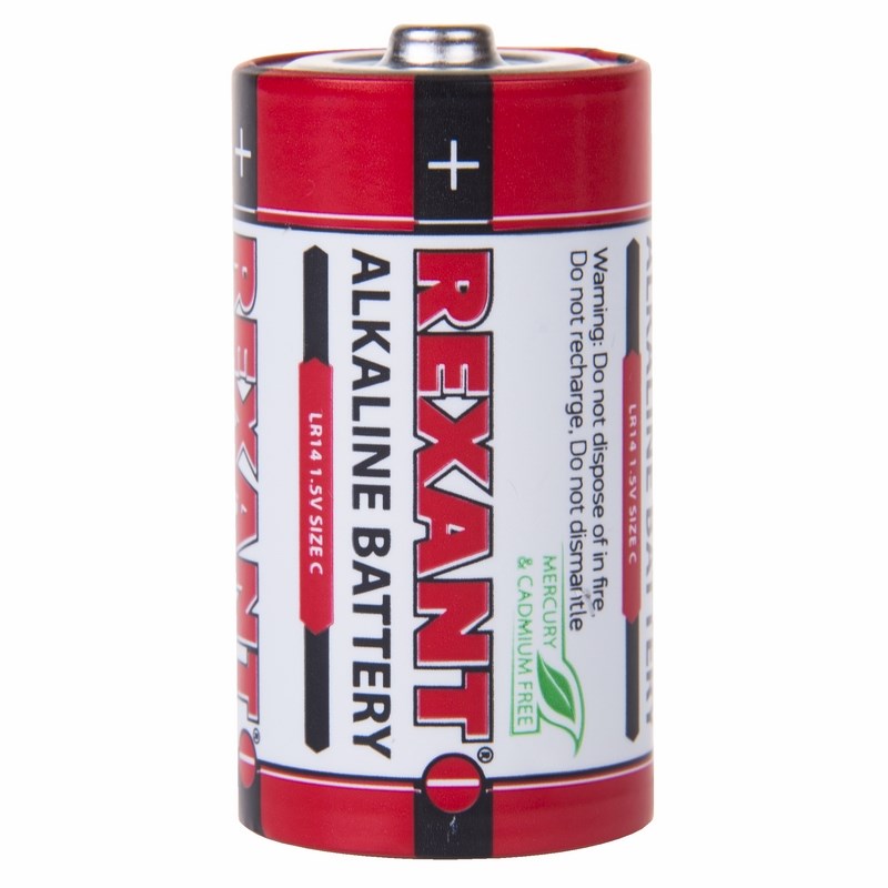 Алкалиновая батарейка тип С/LR14 2 шт 1,5 V 8000 mAh блистер Rexant