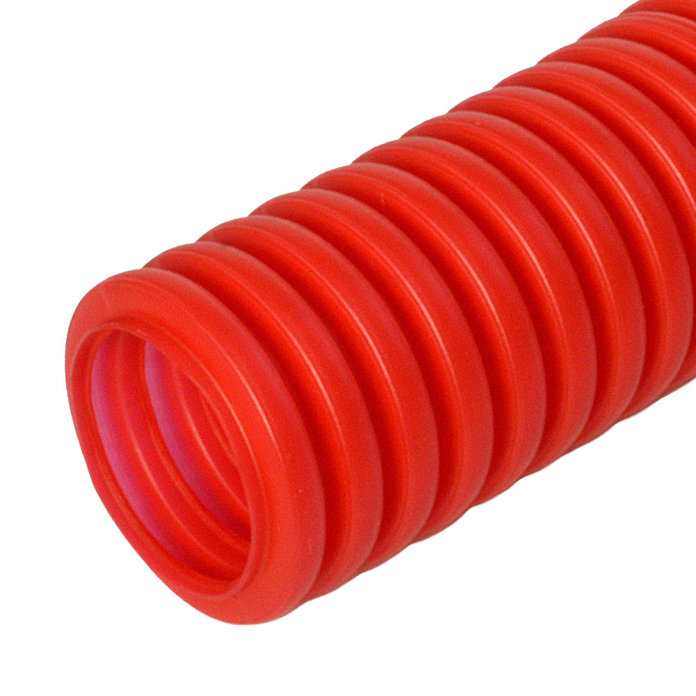 Труба гофрированная ПНД Промрукав d 20 мм защитная для МПТ (пешель) красная (100м/5500м уп/пал)