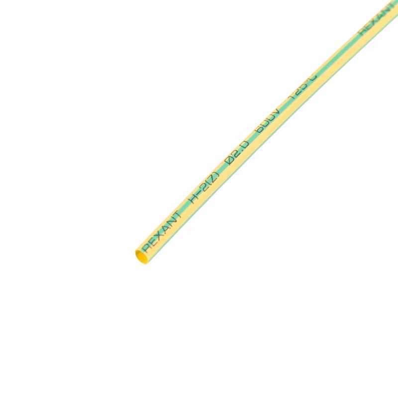 Термоусадочная трубка 2,0/1,0 мм, желто-зеленая, упаковка 50 шт. по 1 м Rexant