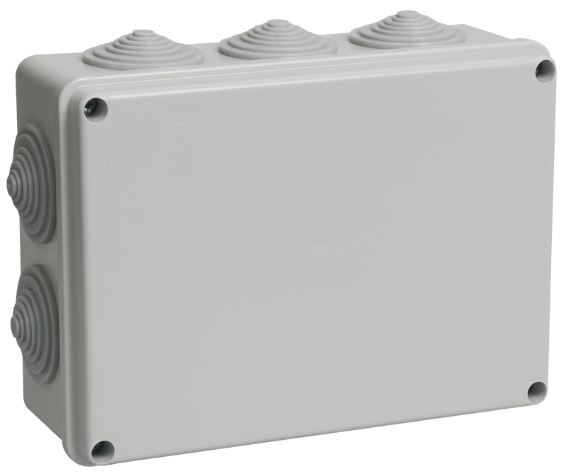 IEK Коробка КМ41243 распаячная для о/п 190х140х70 мм IP44 (RAL7035, 10 гермовводов)