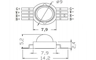 Arlight Мощный светодиод ARPL-4W-EPA-RGBW (350mA) (Emitter)