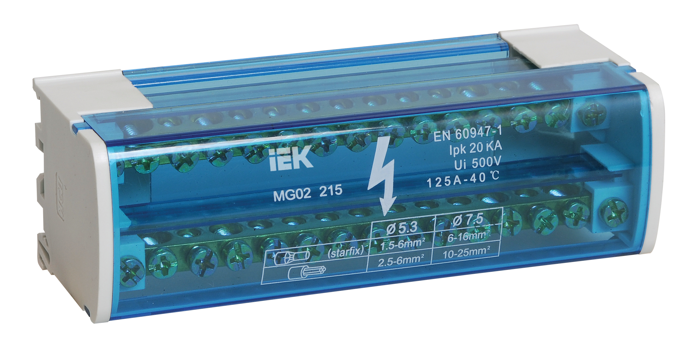 IEK Шины на DIN-рейку в корпусе (кросс-модуль) L+PEN 2х15