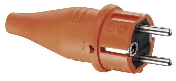 ABL Вилка с/з, резиновая, IP44, 16A, 2P+E, 250V, для кабеля сечением 1,5 мм2 (оранжевый)