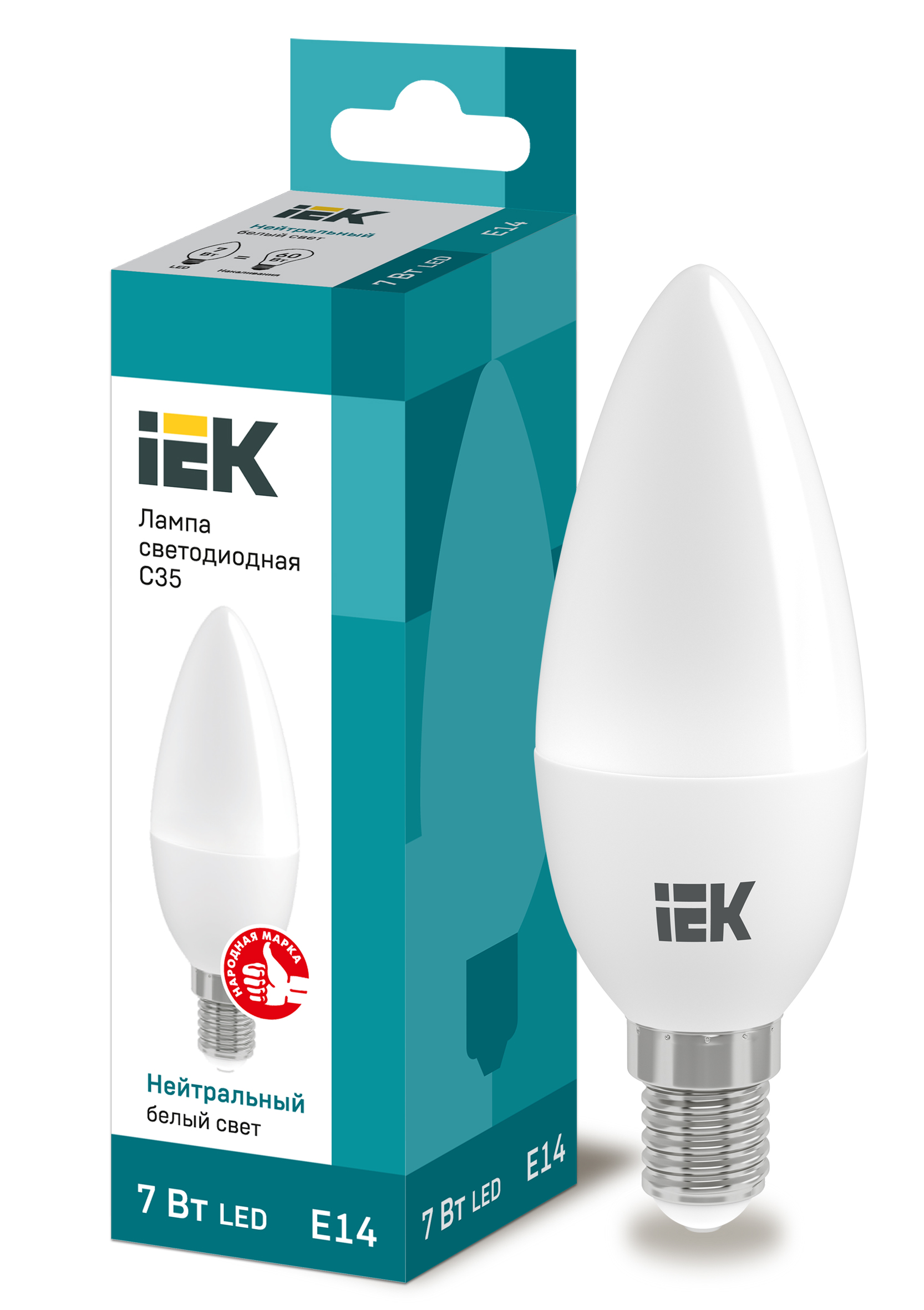 IEK Лампа светодиодная ECO C35 свеча 7Вт 230В 4000К E14