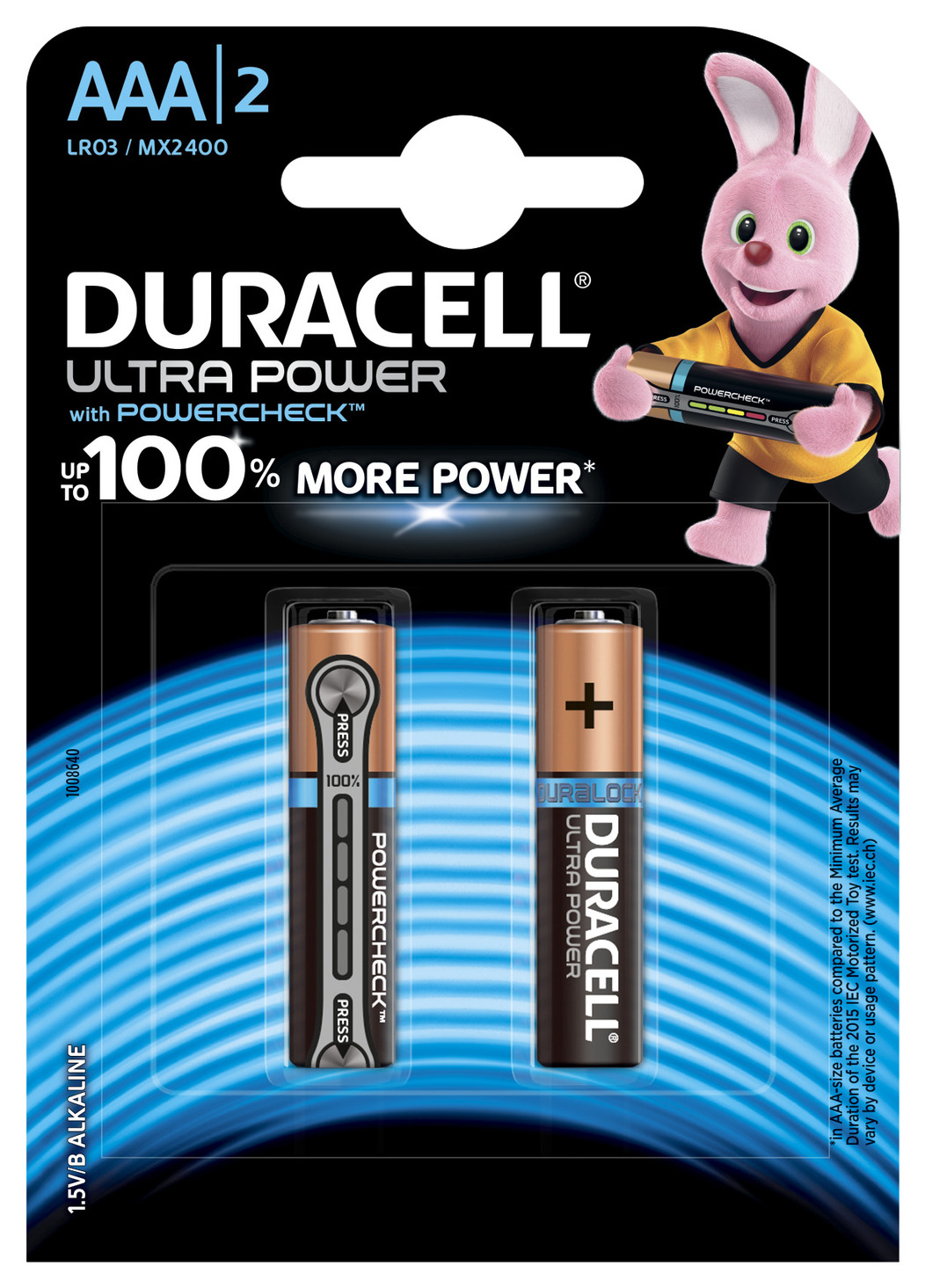 Duracell 5005815 Алкалиновая батарейка типа AAA  LR03 / MN 2400 LR03-2BL Ultra Power