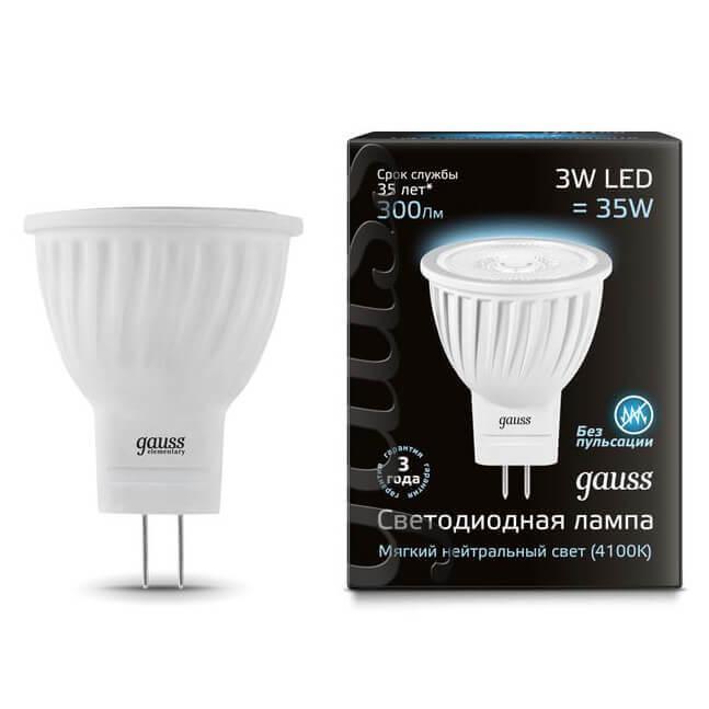 Gauss Лампа MR11 3W 300lm 4100K GU4 LED