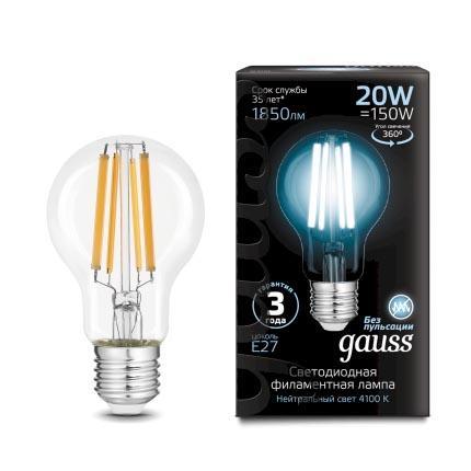 Gauss Лампа Filament А60 20W 1850lm 4100К Е27 LED