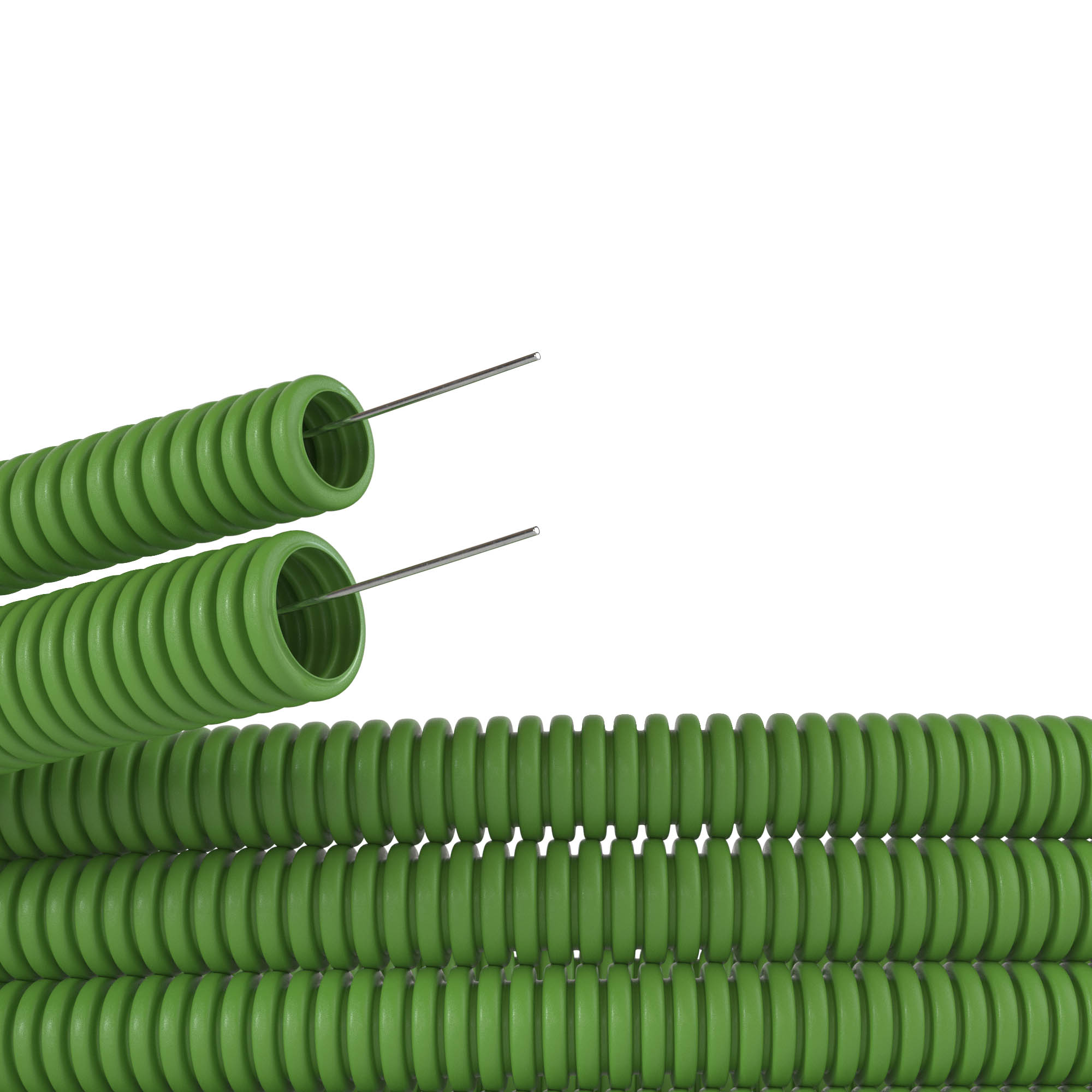 Труба гофрированная ПВХ DKC d 20 мм лёгкая с протяжкой, 100м, цвет зеленый